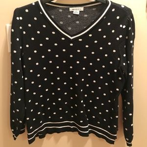 Black and White Polka Dotted Liz Claiborne Sweater